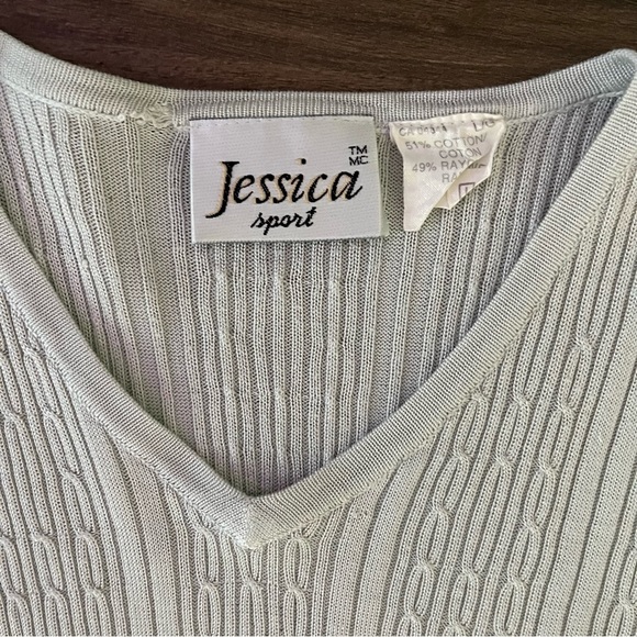 Vintage 90s Light Gray Ribbed Tee Shirt - Picture 4 of 5